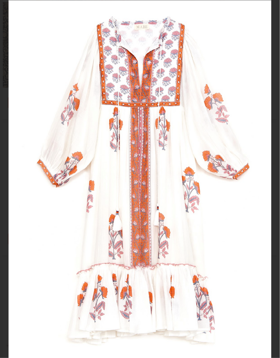 M.A.B.E - Cass Print Maxi Dress - Indigo/Rust main image 0