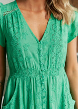 Load image into Gallery viewer, JAASE
Emerald Embroidered Carmen Maxi Dress