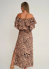 Load image into Gallery viewer, Halle Bardot Frill Maxi Dress Golden Leopard