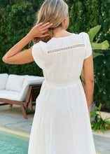 Load image into Gallery viewer, Jaase White Mirage Embroidered Carmen Maxi Dress