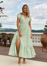 Load image into Gallery viewer, Jaase Mint Riviera Embroidered Carmen Maxi Dress