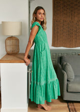 Load image into Gallery viewer, JAASE
Emerald Embroidered Carmen Maxi Dress