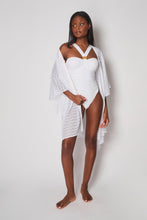 Load image into Gallery viewer, Sorrento Butterfly Open Front Kaftan White And Gold