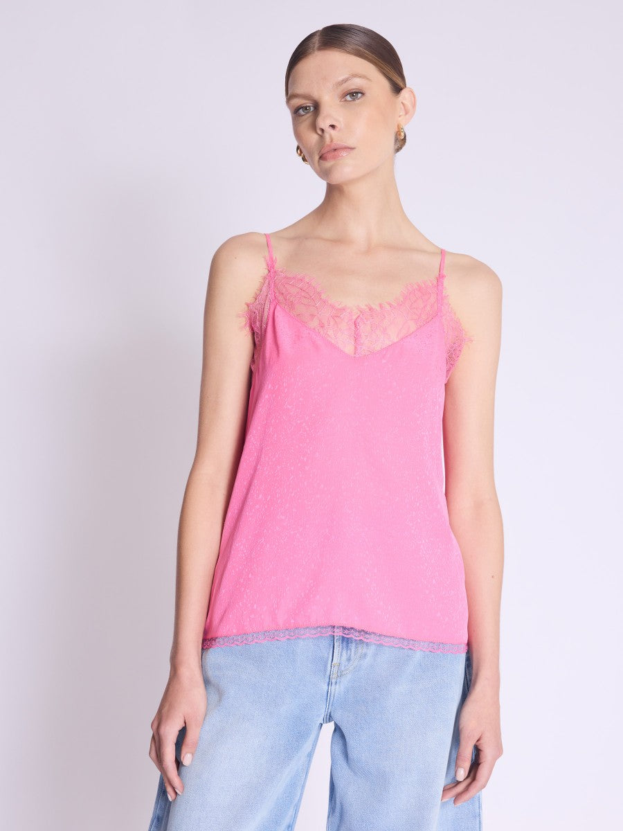 Berenice Taylor Pink Silk and Lace Strappy Top