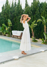 Load image into Gallery viewer, Jaase White Mirage Embroidered Carmen Maxi Dress

