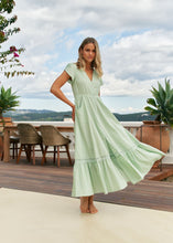 Load image into Gallery viewer, Jaase Mint Riviera Embroidered Carmen Maxi Dress

