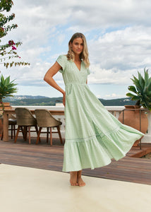 Jaase Mint Riviera Embroidered Carmen Maxi Dress