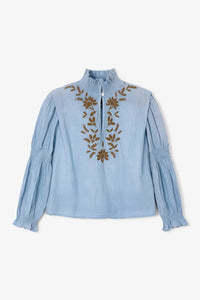 SOPHIE & LUCIE - LUPE EMBROIDERY BLUE BLOUSE