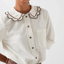 Load image into Gallery viewer, Seventy &amp; Mochi - Delilah Blouse
Ecru With Contrast Denim

