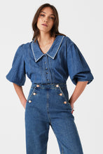 Load image into Gallery viewer, Seventy + Mochi Talia Collared Denim Top in Pasadena
