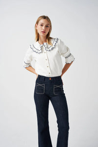 Seventy & Mochi - Daisy Blouse in Ecru Denim