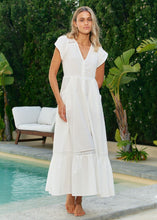 Load image into Gallery viewer, Jaase White Mirage Embroidered Carmen Maxi Dress
