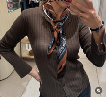 Load image into Gallery viewer, Small Bandana Scarf- Navy/brown
