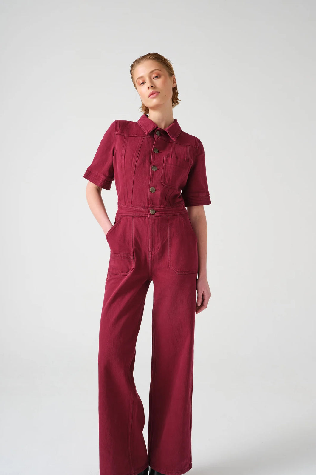 Seventy & Mochi Elodie Jumpsuit in Burgundy