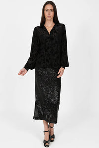 Sirens Penny Blouse Black Burnout