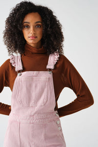 Seventy & Mochi Elodie Frill Dungarees Dusty Rose