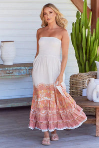 Jaase Holiday Print Strapless Maxi Dress