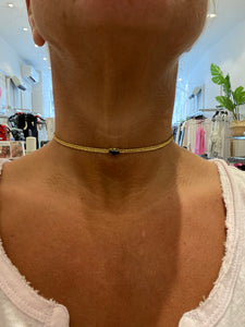 Mishky diamond eye bronze choker black stone