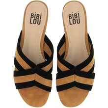 Load image into Gallery viewer, Bibi Lou Tan and Black Suede Sliders
