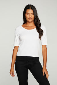Chaser Brand Ribbed Cropped Scooped Back Tee