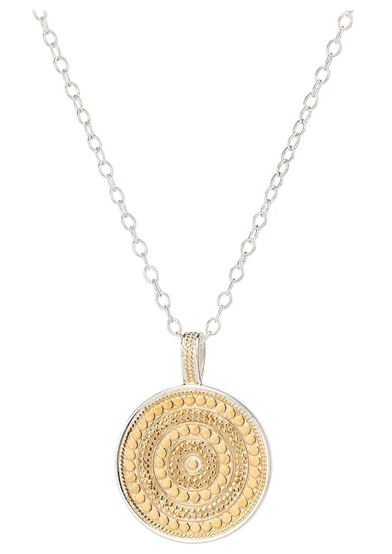 Anna Beck Large Beaded reversible Disc Necklace - Gold/Silver